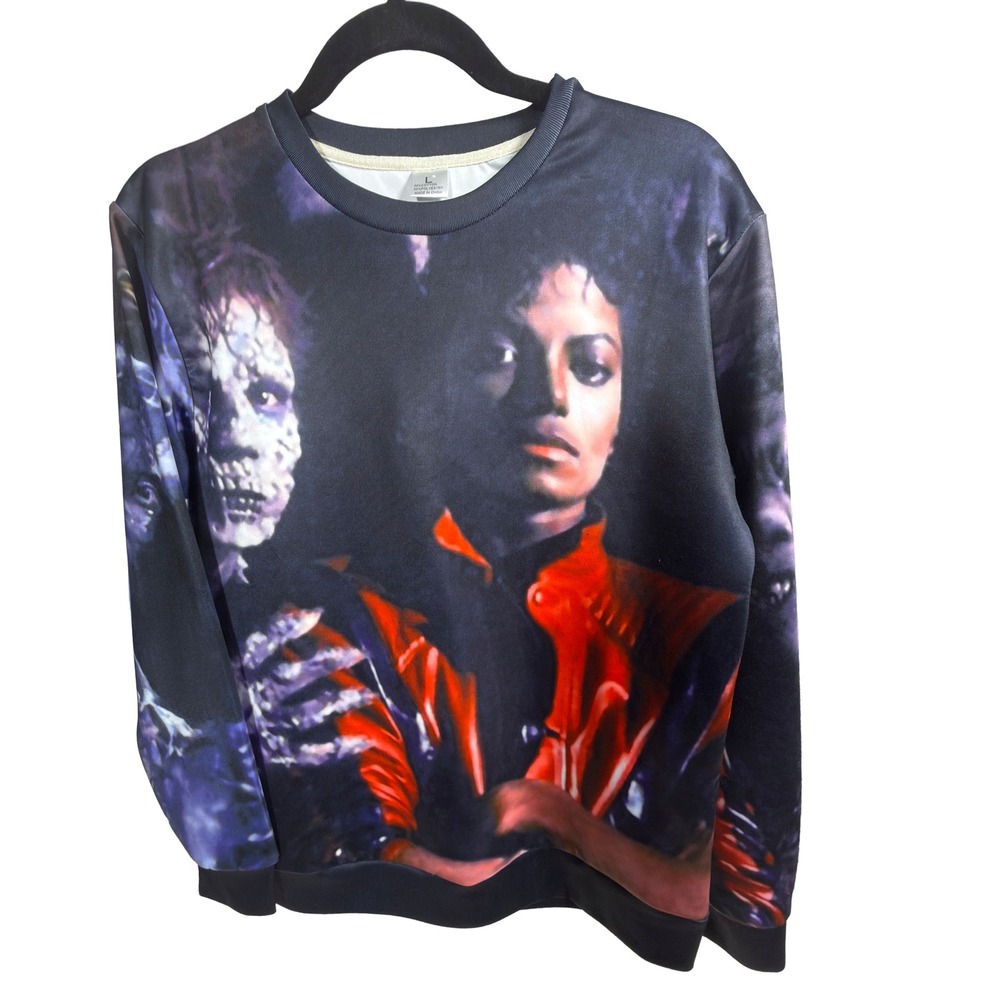 Unbranded Michael Jackson Thriller Sweatshirt L Men Graphic All Over Print Black